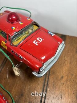 Vintage MARX Battery Operated Fire Chief TIN CAR Lot Of 2 PARTS ONLY Repair