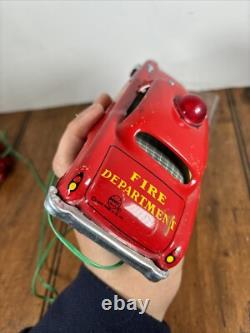 Vintage MARX Battery Operated Fire Chief TIN CAR Lot Of 2 PARTS ONLY Repair