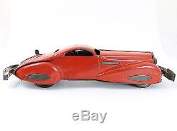 Vintage MARX Mystery Car, Red with Bumpers & Key Windup Tin Car