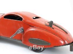 Vintage MARX Mystery Car, Red with Bumpers & Key Windup Tin Car