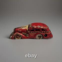 Vintage MARX Wind Up Tin Litho Toy Tricky Taxi Cab Car Red 1930s