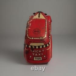 Vintage MARX Wind Up Tin Litho Toy Tricky Taxi Cab Car Red 1930s