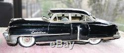 Vintage Marusan KOSUGE Tin Litho Friction Car CADILLAC 1951 or 1953 Black 12