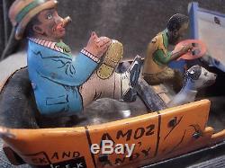 Vintage Marx Amos'N Andy Fresh Air Taxi Car Tin Litho Wind Up With Figures