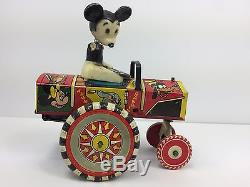 Vintage Marx MICKEY MOUSE Disney DIPSEY CAR Tin Litho Wind Up Toy Works