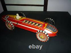 Vintage Marx Tin Litho Wind Up Indianapolis 500 Indy Race Car & Driver 16 Works
