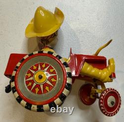 Vintage Marx Toys Tin Litho Wind Up Smokey Sam Fire Chief Truck Whoopie Car