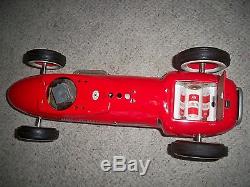Vintage Masudaya Modern Toys Japanese Tin 301 Toy Red Race Car Battery Operated