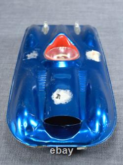 Vintage Mattel Mobilgas Bonneville Salt Flats Toy Race Car Blue Chrome Friction