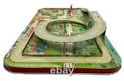 Vintage Mechanical Automatic Interchange HIGHWAY SET Japan TIN TOY Cars ESSO Gas