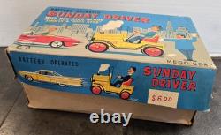 Vintage Mego Sunday Driver Car With Box Tin Litho Battery Operated Beautiful Vintage Mego Sunday Driver Car With Box Tin Litho Battery Operated Beautiful