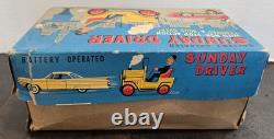 Vintage Mego Sunday Driver Car With Box Tin Litho Battery Operated Beautiful