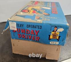 Vintage Mego Sunday Driver Car With Box Tin Litho Battery Operated Beautiful