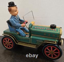 Vintage Mego Sunday Driver Car With Box Tin Litho Battery Operated Beautiful
