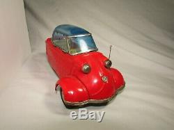 Vintage Messerschmitt Tin Car Friction Red Made In Japan By Bandai Very Rare EUC