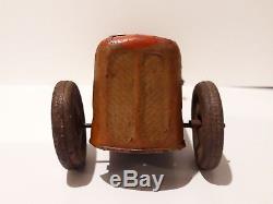 Vintage Mettoy Tail boat Racer lithograph tin clockwork car toy, 1930's-WORKS