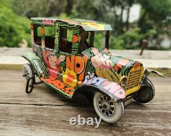 Vintage Mexican Marx Tin Wind Up Toy Jalopy Funny Car The Untouchables Gang