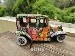 Vintage Mexican Marx Tin Wind Up Toy Jalopy Funny Car The Untouchables Gang