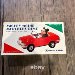 Vintage Mickey Mouse Mercedes Benz Tin Toy Car MASUDAYA Japan with Box