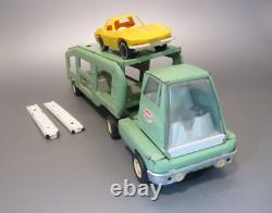 Vintage Mini Tonka Toys Green Car Carrier with 1 Split Window Corvettes 1960's