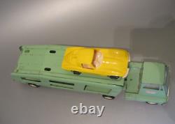 Vintage Mini Tonka Toys Green Car Carrier with 1 Split Window Corvettes 1960's