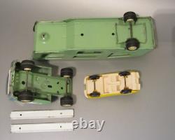 Vintage Mini Tonka Toys Green Car Carrier with 1 Split Window Corvettes 1960's