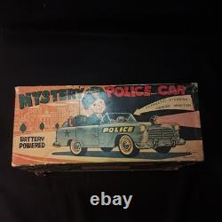 Vintage Nomura Tin Mystery Police Car Battery Operated Japan Not Tested