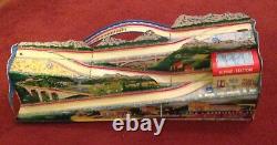 Vintage Ohio Art Tin Litho Alpine Station With 2 Technofix Tram Cars