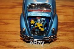 Vintage Old BANDAI Tin Toy Car VW VOLKSWAGEN Battery Operated With Driver Bandai