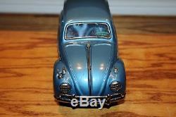 Vintage Old BANDAI Tin Toy Car VW VOLKSWAGEN Battery Operated With Driver Bandai