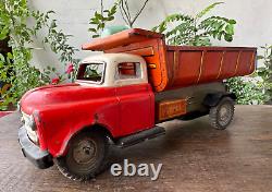 Vintage Old Modern Toys Mark Battery Operated Dump Car Truck Litho Tin Toy Japan