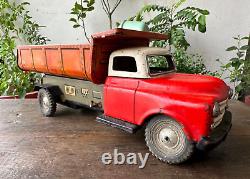 Vintage Old Modern Toys Mark Battery Operated Dump Car Truck Litho Tin Toy Japan