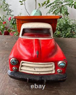 Vintage Old Modern Toys Mark Battery Operated Dump Car Truck Litho Tin Toy Japan