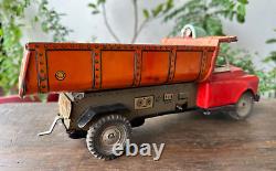 Vintage Old Modern Toys Mark Battery Operated Dump Car Truck Litho Tin Toy Japan