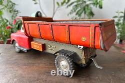 Vintage Old Modern Toys Mark Battery Operated Dump Car Truck Litho Tin Toy Japan