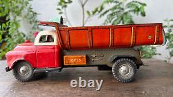 Vintage Old Modern Toys Mark Battery Operated Dump Car Truck Litho Tin Toy Japan