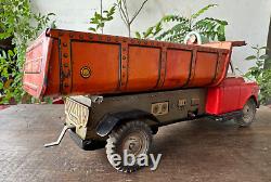 Vintage Old Modern Toys Mark Battery Operated Dump Car Truck Litho Tin Toy Japan