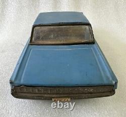 Vintage Old Rare Fine Working Friction Power Blue Car Litho Print Tin Toy India