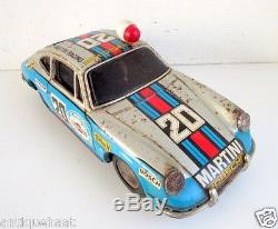 Vintage Old TPS Mark Battery Operate Martini Racing 20 Porsche Car Tin Toy Japan