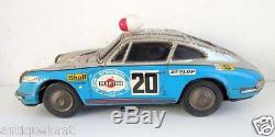Vintage Old TPS Mark Battery Operate Martini Racing 20 Porsche Car Tin Toy Japan