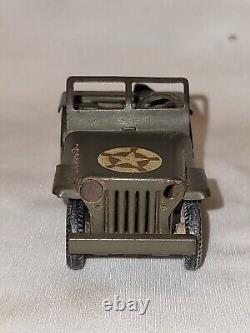 Vintage Old Tin Plate Toy Motor Jeep Car Tri-ang Minic Toys 2068315 England 1940