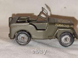 Vintage Old Tin Plate Toy Motor Jeep Car Tri-ang Minic Toys 2068315 England 1940