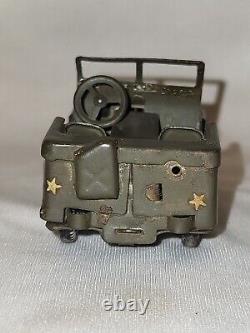 Vintage Old Tin Plate Toy Motor Jeep Car Tri-ang Minic Toys 2068315 England 1940