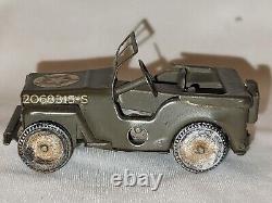 Vintage Old Tin Plate Toy Motor Jeep Car Tri-ang Minic Toys 2068315 England 1940
