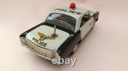 Vintage POLICE CAR STICK SHIFT TIN LITHO B/O by T. N NOMURA JAPAN Boxed 1960's