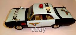 Vintage POLICE CAR STICK SHIFT TIN LITHO B/O by T. N NOMURA JAPAN Boxed 1960's