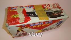 Vintage POLICE CAR STICK SHIFT TIN LITHO B/O by T. N NOMURA JAPAN Boxed 1960's