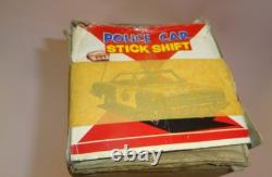 Vintage POLICE CAR STICK SHIFT TIN LITHO B/O by T. N NOMURA JAPAN Boxed 1960's