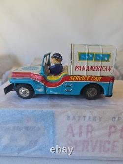 Vintage Pan Am Service Car Tin Litho Friction Toy Jeep Japan 5.75 Y Mark Rare