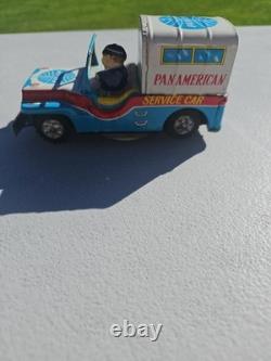 Vintage Pan Am Service Car Tin Litho Friction Toy Jeep Japan 5.75 Y Mark Rare